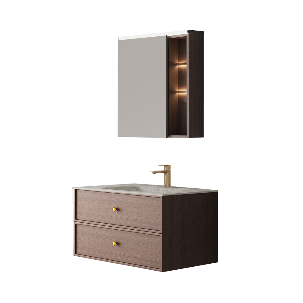 BC6302-080热弯岩板款 生态实木浴室柜