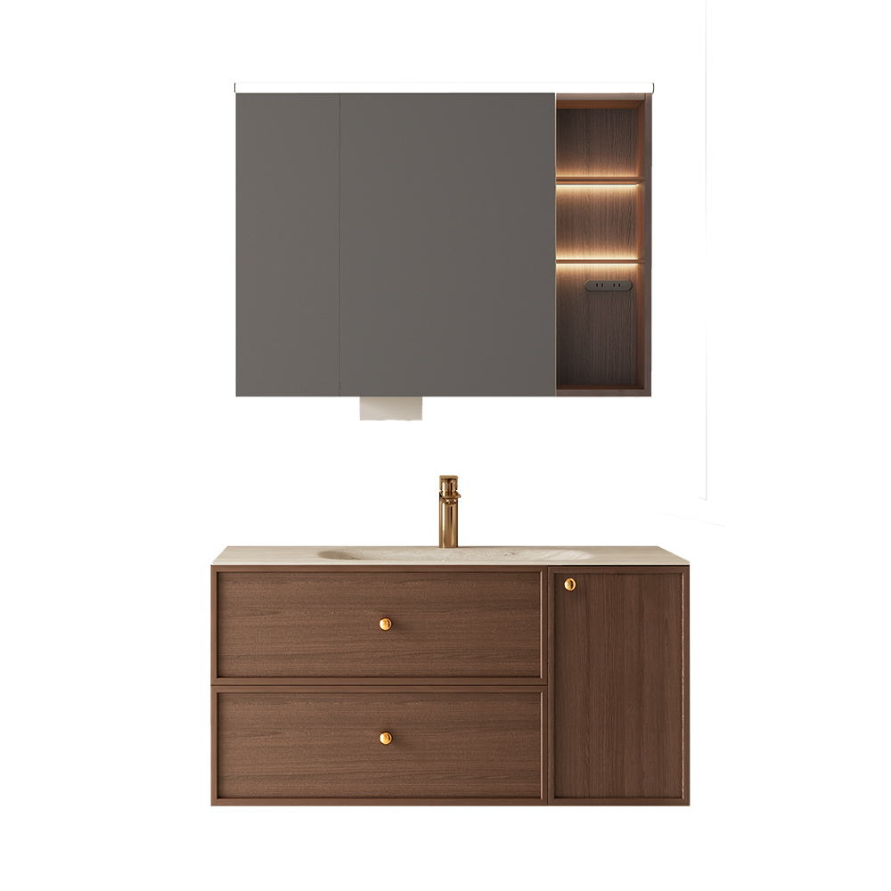 BC6302-100热弯岩板款 生态实木浴室柜