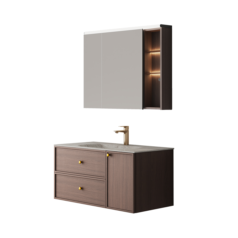 BC6302-100热弯岩板款 生态实木浴室柜