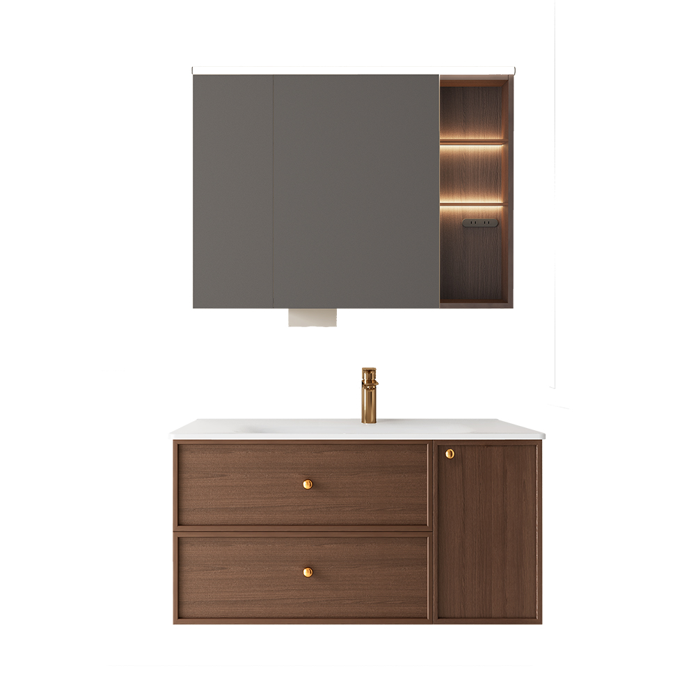 BC6302-100陶瓷盆款 生态实木浴室柜